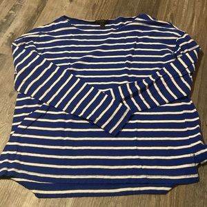 Blue/White J Crew 100% Cotton Striped L/S Tee (L)